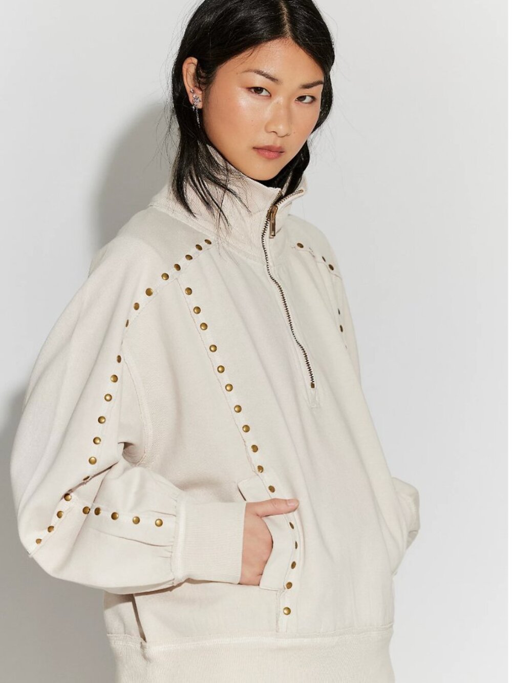Free People We The Free Star-Studded Pullover NWT Small Oversized Gold Studded